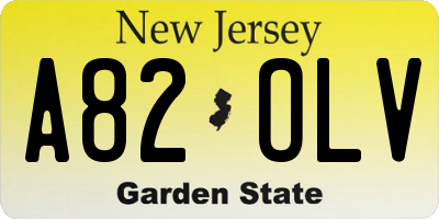NJ license plate A82OLV