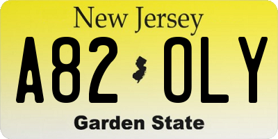 NJ license plate A82OLY
