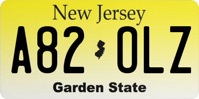 NJ license plate A82OLZ
