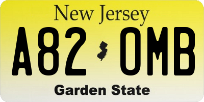 NJ license plate A82OMB