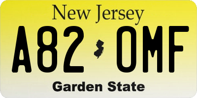 NJ license plate A82OMF
