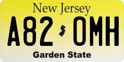 NJ license plate A82OMH