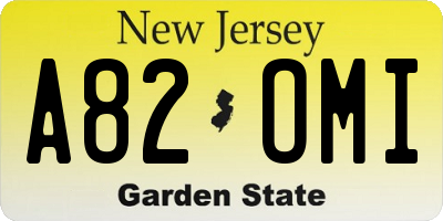 NJ license plate A82OMI