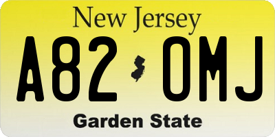 NJ license plate A82OMJ