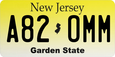 NJ license plate A82OMM