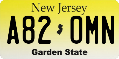 NJ license plate A82OMN