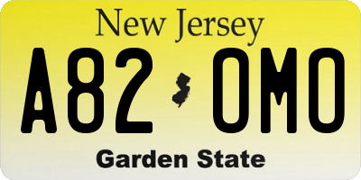 NJ license plate A82OMO