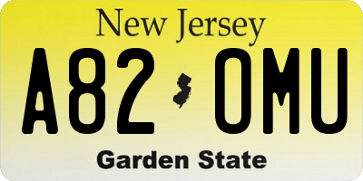 NJ license plate A82OMU