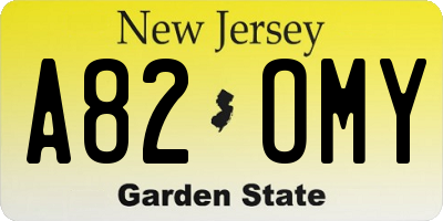NJ license plate A82OMY