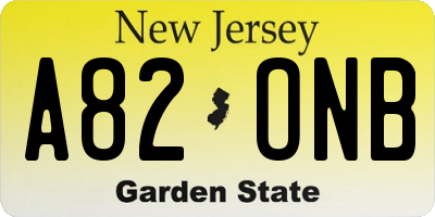 NJ license plate A82ONB