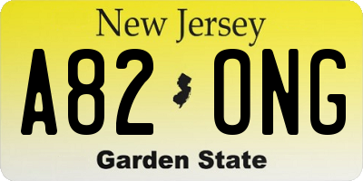 NJ license plate A82ONG