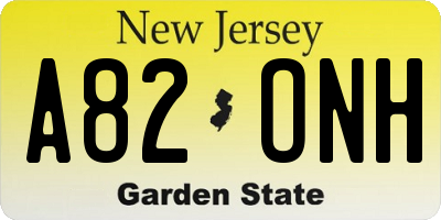 NJ license plate A82ONH