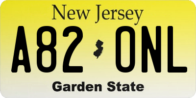 NJ license plate A82ONL
