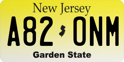 NJ license plate A82ONM