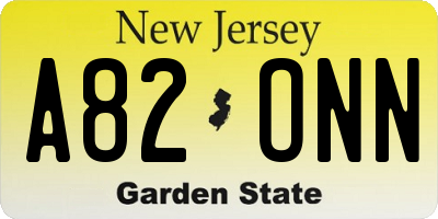 NJ license plate A82ONN