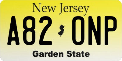 NJ license plate A82ONP