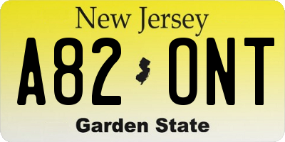 NJ license plate A82ONT