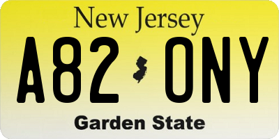 NJ license plate A82ONY