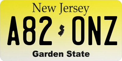 NJ license plate A82ONZ