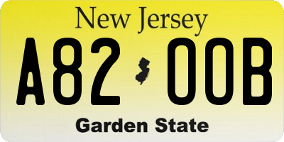 NJ license plate A82OOB