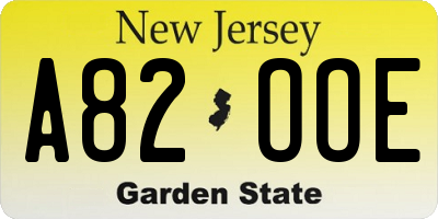 NJ license plate A82OOE
