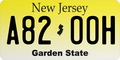NJ license plate A82OOH