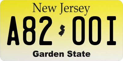NJ license plate A82OOI
