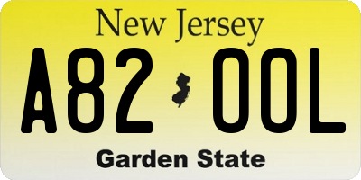 NJ license plate A82OOL