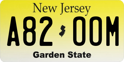 NJ license plate A82OOM