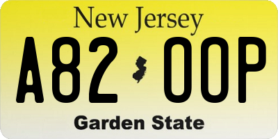 NJ license plate A82OOP
