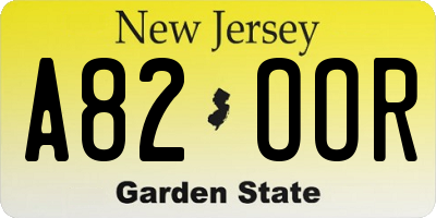 NJ license plate A82OOR