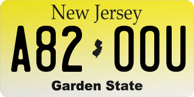 NJ license plate A82OOU