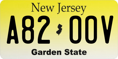 NJ license plate A82OOV