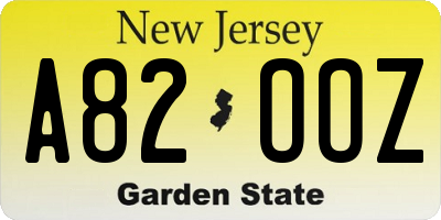NJ license plate A82OOZ