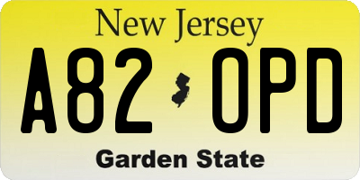 NJ license plate A82OPD