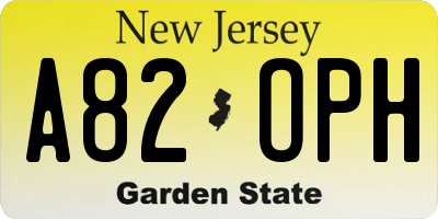NJ license plate A82OPH
