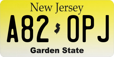NJ license plate A82OPJ