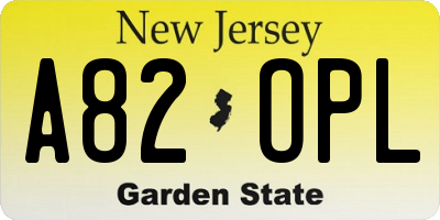 NJ license plate A82OPL