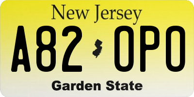 NJ license plate A82OPO