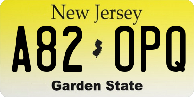 NJ license plate A82OPQ