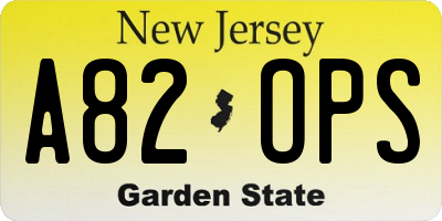 NJ license plate A82OPS
