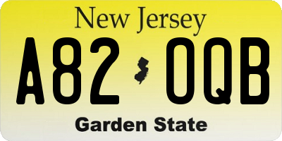 NJ license plate A82OQB