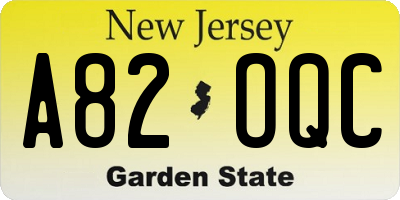 NJ license plate A82OQC