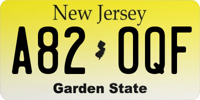 NJ license plate A82OQF