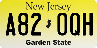 NJ license plate A82OQH