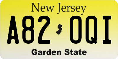 NJ license plate A82OQI
