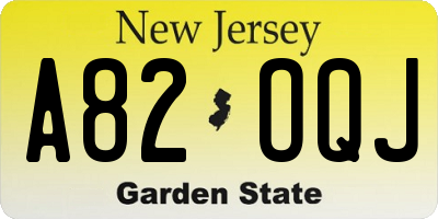 NJ license plate A82OQJ
