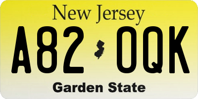 NJ license plate A82OQK
