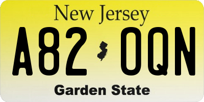 NJ license plate A82OQN