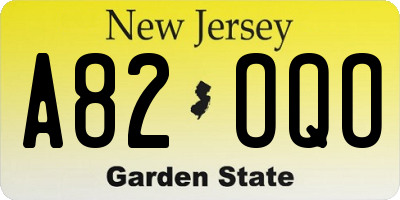 NJ license plate A82OQO